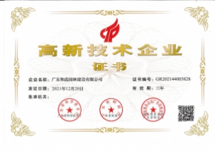 高新技术企业证书